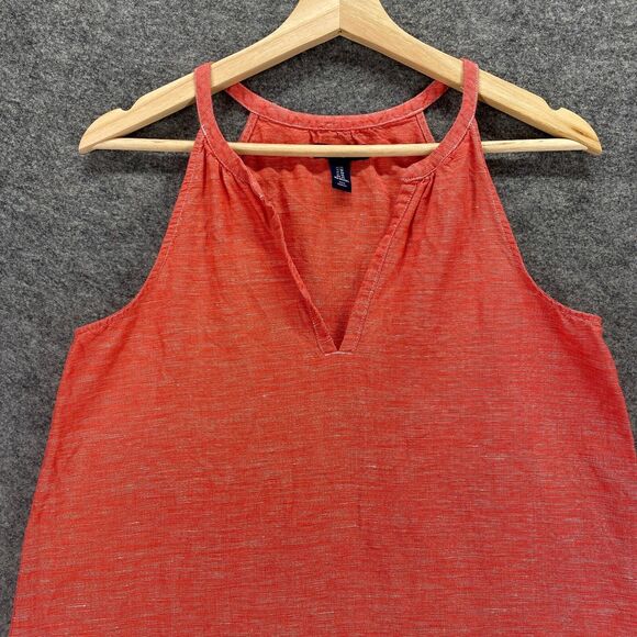 Gap Top Women XS Red Sleeveless V Neck Linen A-Line Regular Casual Lounge Blouse - Picture 5 of 11